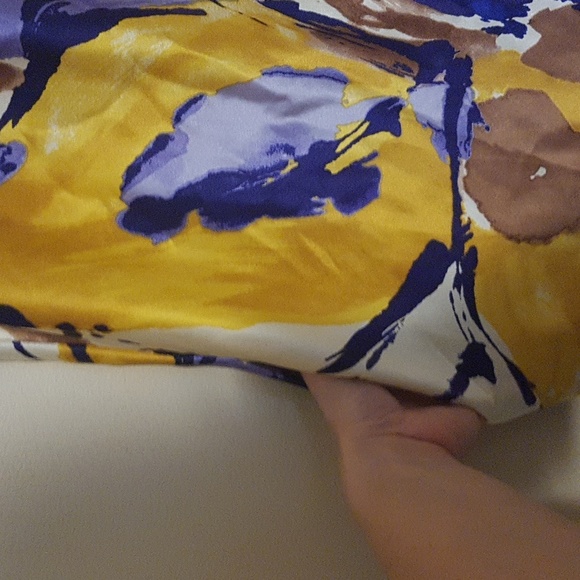 Taylor 100% silk yellow and purple abstract collared midi dress - Picture 3 of 7